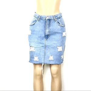 Vintage  Distressed Jeans Skirt Size 11/12.  A1-17